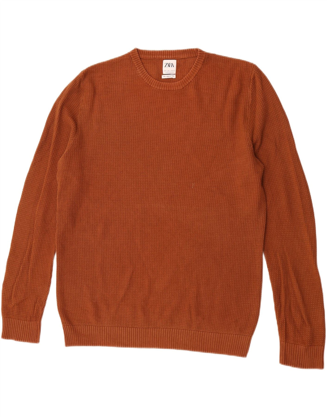 Maglione maglione girocollo da uomo Zara grande in cotone marrone