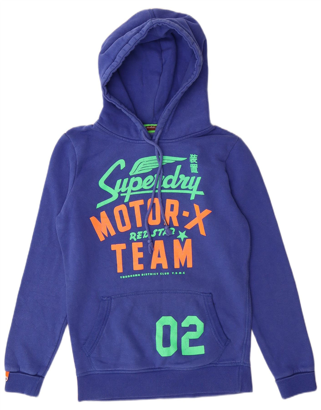 Maglione con cappuccio grafico da donna SUPERDRY UK 10 piccolo cotone blu