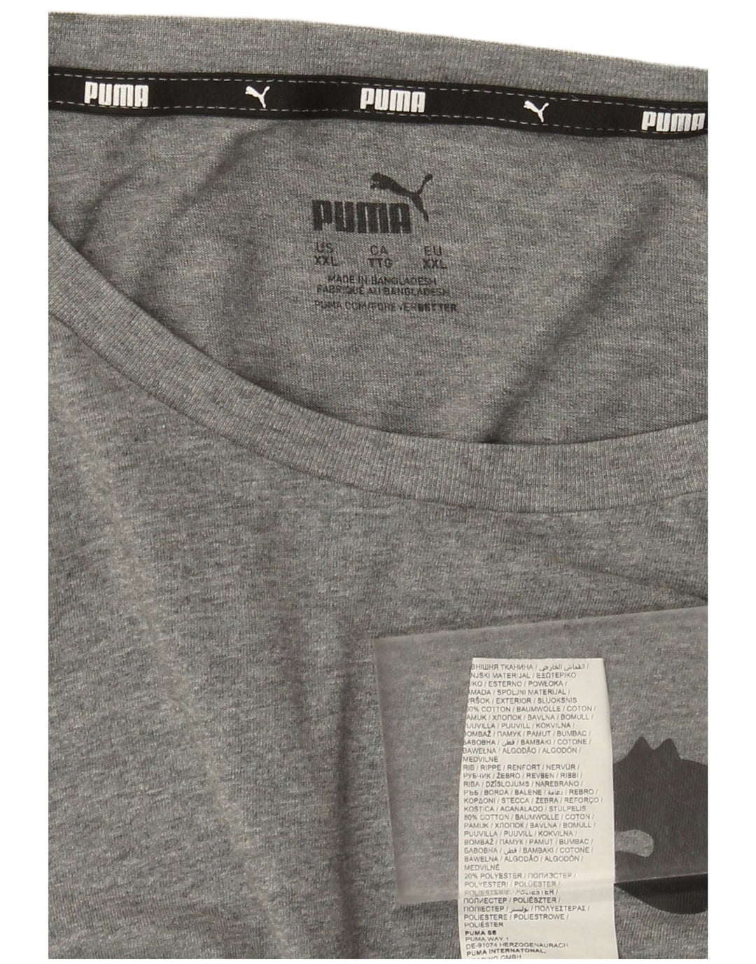 T-shirt grafica da uomo Puma Top 2XL cotone chiazzato grigio