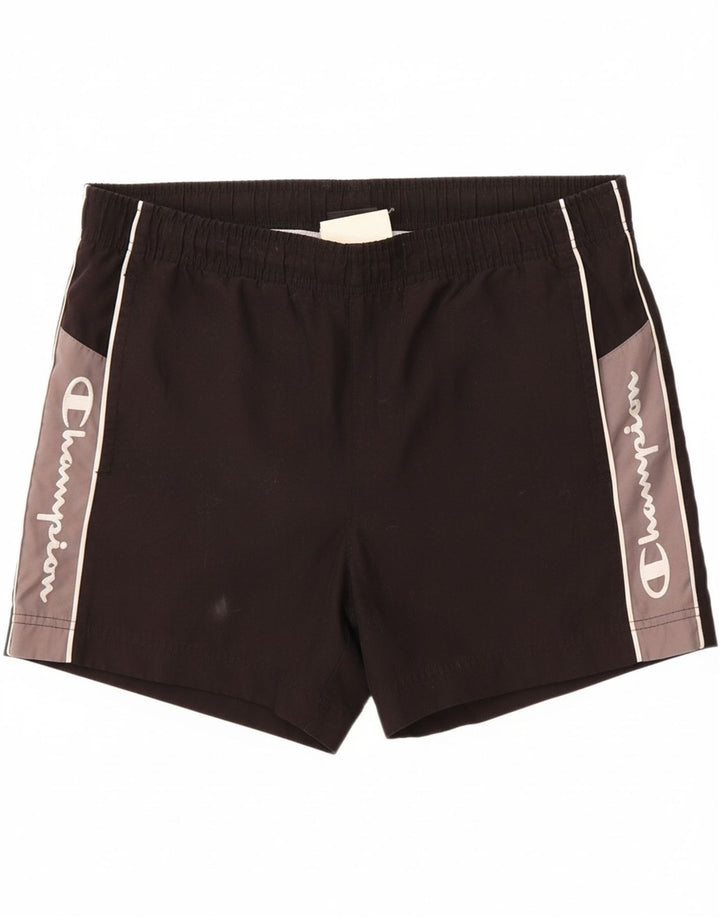 CHAMPION Mens Graphic Swimming Shorts Medium  Black Polyester