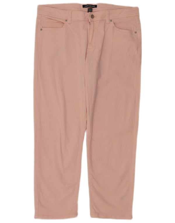 Pantaloni cropped da donna Calvin Klein US 14 Large W34 L26 Cotone rosa