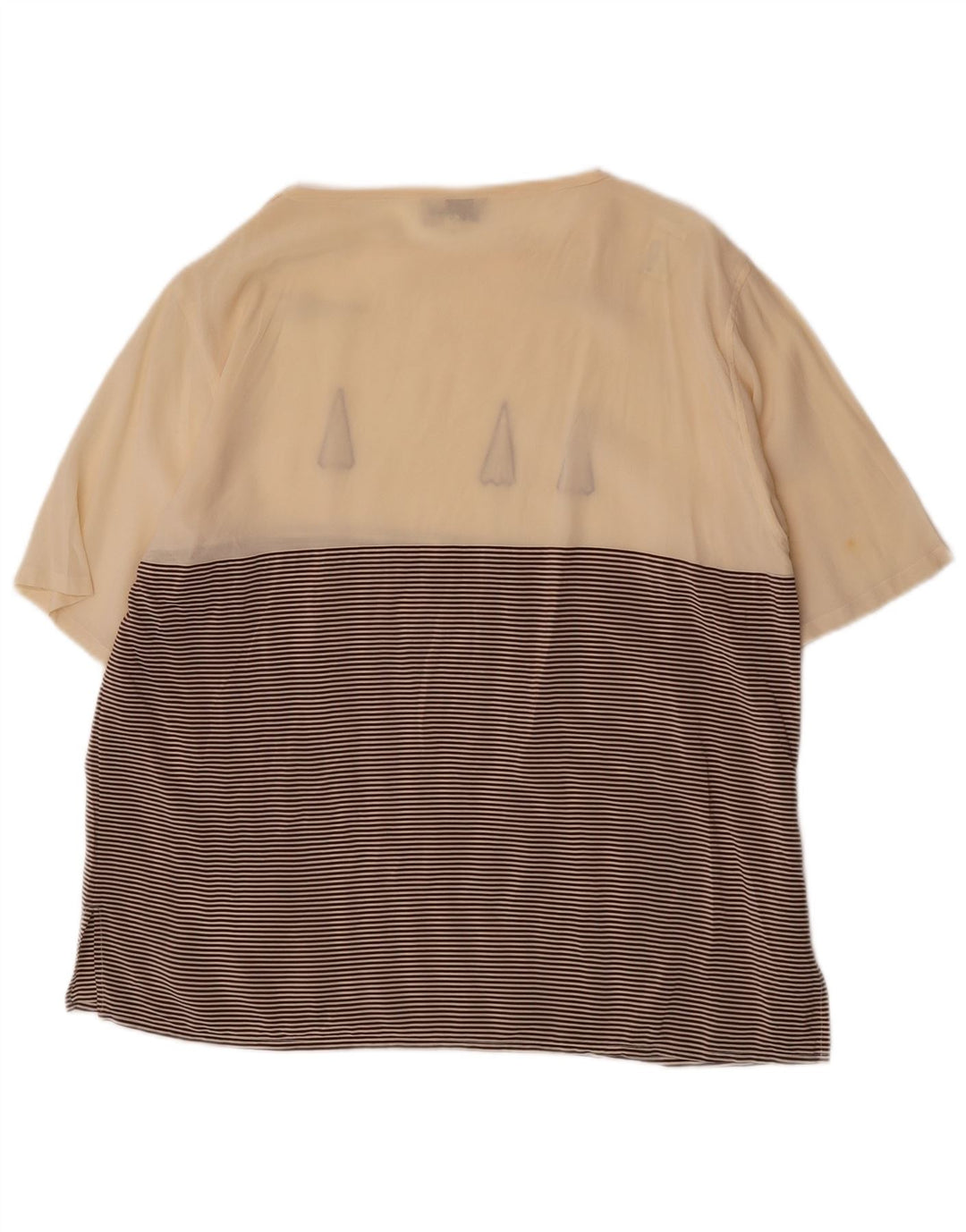 Top in camicetta trasparente da donna Les Copains UK 16 Seta a righe beige grande