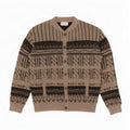 Maglione cardigan da uomo vintage IT 52 grande lana geometrica marrone