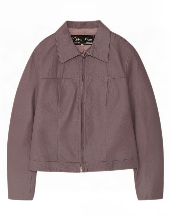Giacca in pelle vintage da donna IT 46 grande viola