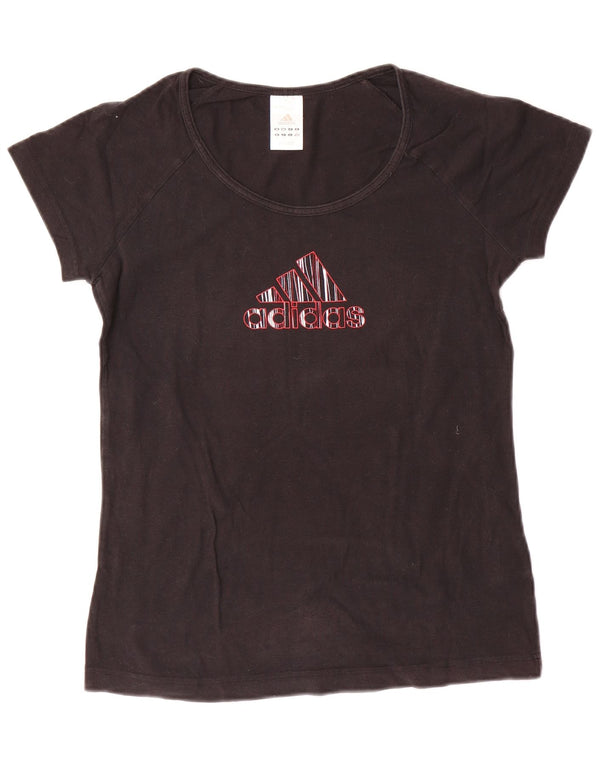 T-shirt grafica da donna Adidas Top UK 12 cotone medio nero