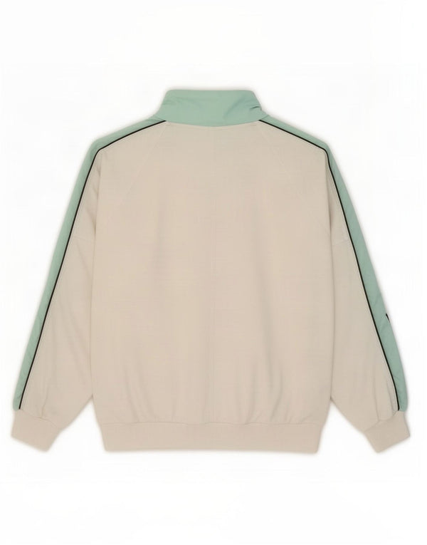 Felpa da uomo Ellesse con collo abbottonato, maglione grande, cotone color block bianco