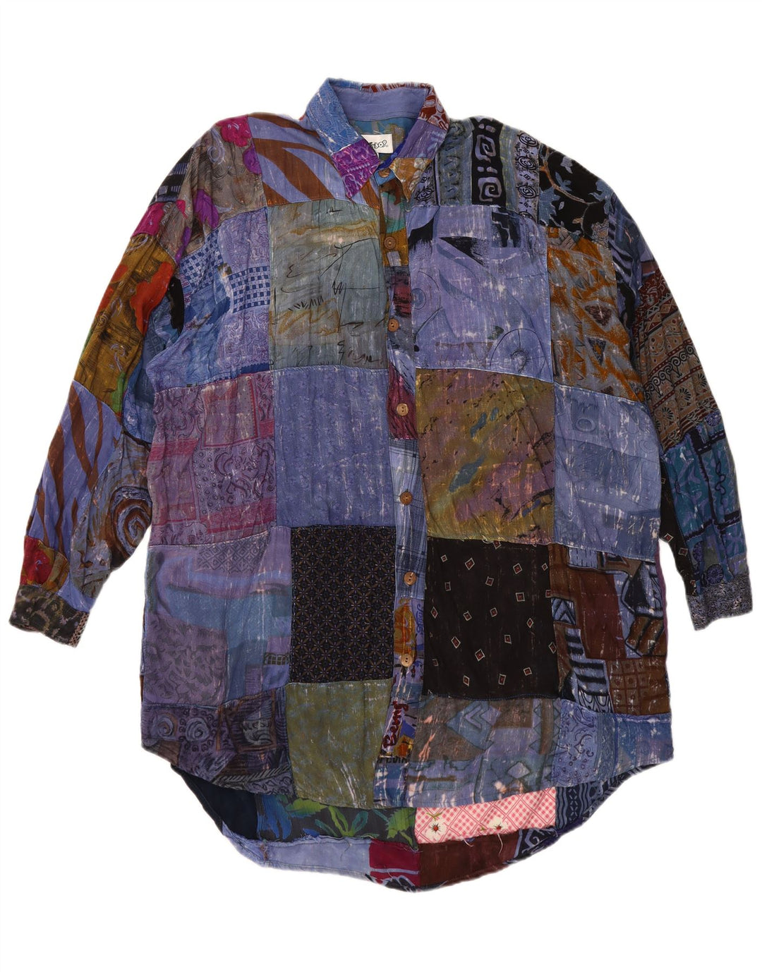 We Be Bop Abito camicia oversize da donna UK 18 XL Patchwork multicolore