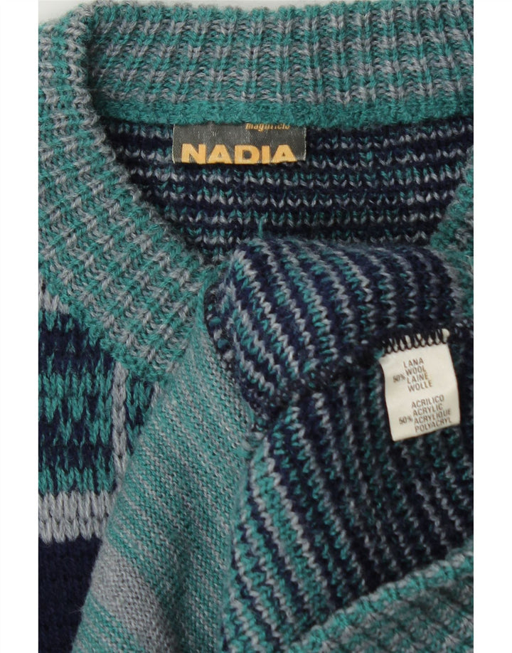 Maglione cardigan da uomo Nadia grande lana a quadri blu navy