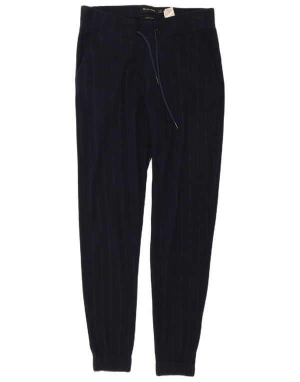Pantaloni casual da donna Massimo Dutti piccoli W27 L30 gessato blu navy