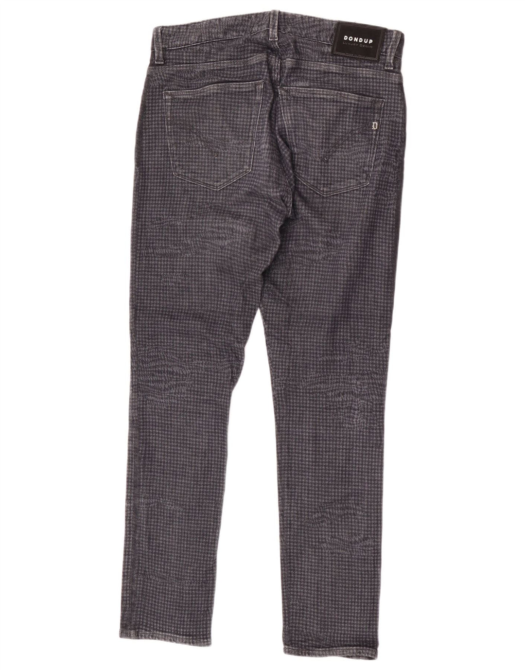 Dondup Jeans Slim Uomo W32 L30 Cotone Pied De Poule Grigio