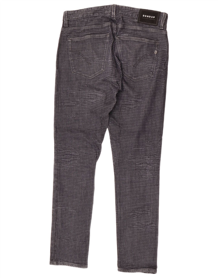 Dondup Jeans Slim Uomo W32 L30 Cotone Pied De Poule Grigio