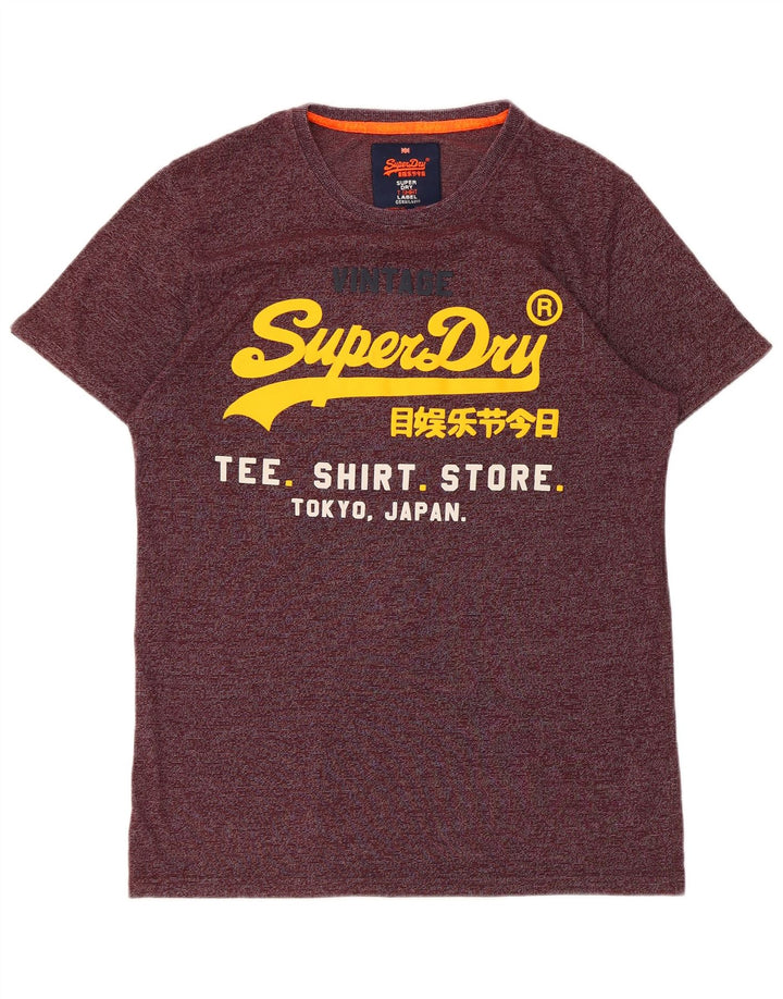 T-shirt grafica da uomo SUPERDRY Top grande cotone gessato bordeaux