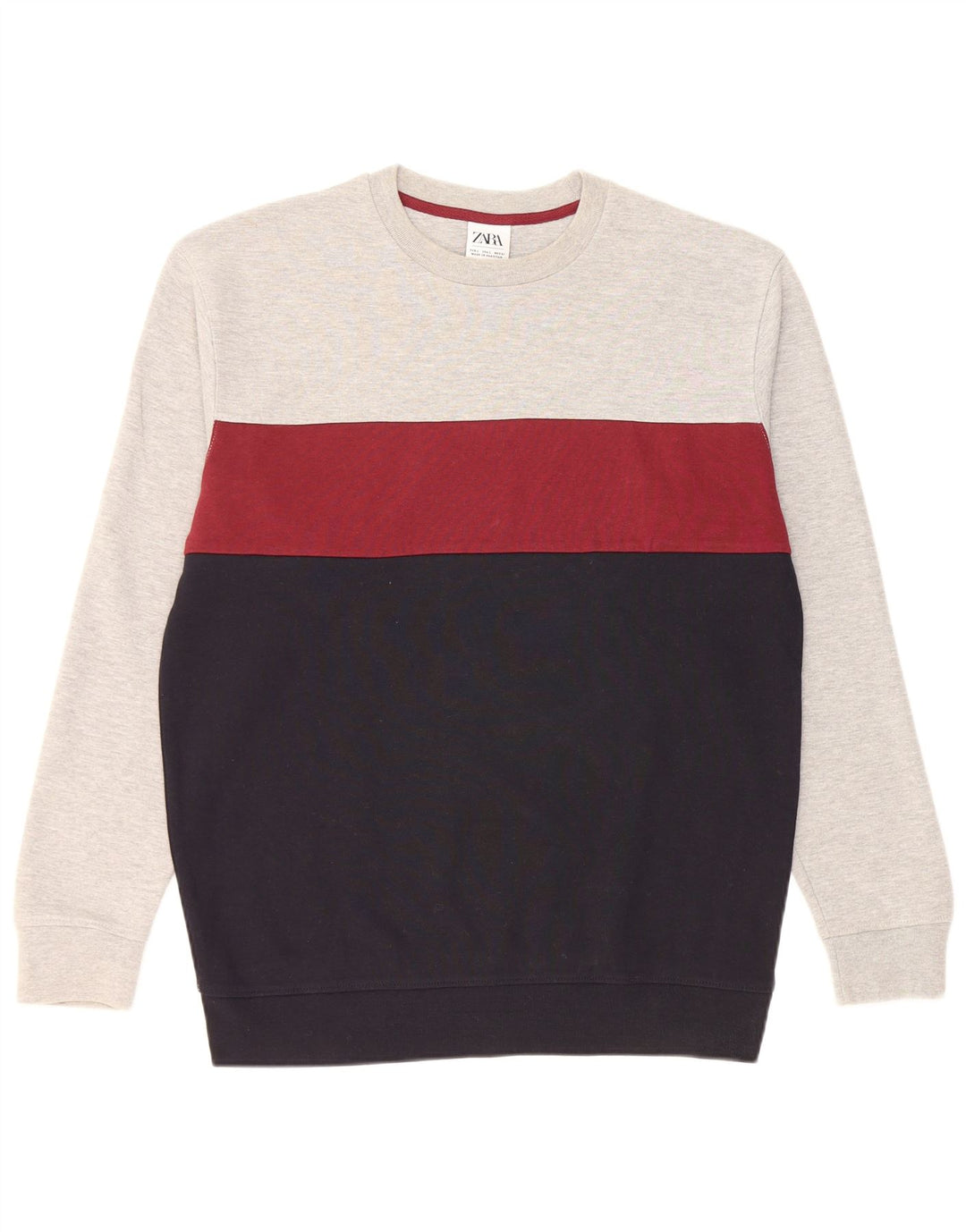 Felpa Zara da uomo maglione grande in cotone color block grigio