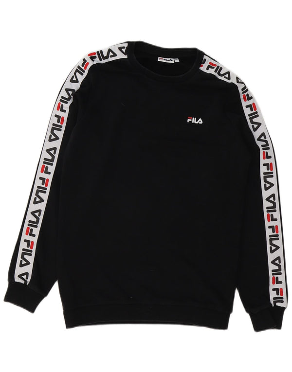 Felpa grafica da uomo Fila Jumper XS in cotone color block nero