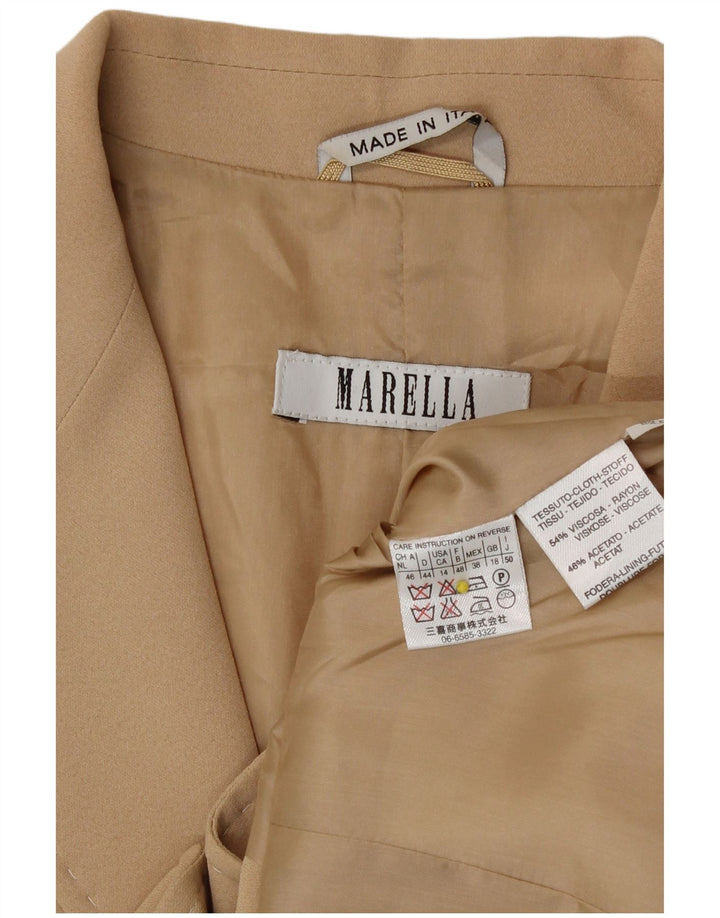Giacca blazer a 3 bottoni da donna Marella UK 18 XL Beige viscosa