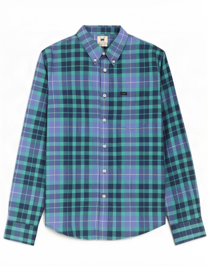 Camicia Lee da uomo in flanella vestibilità regolare in cotone a quadri blu medio