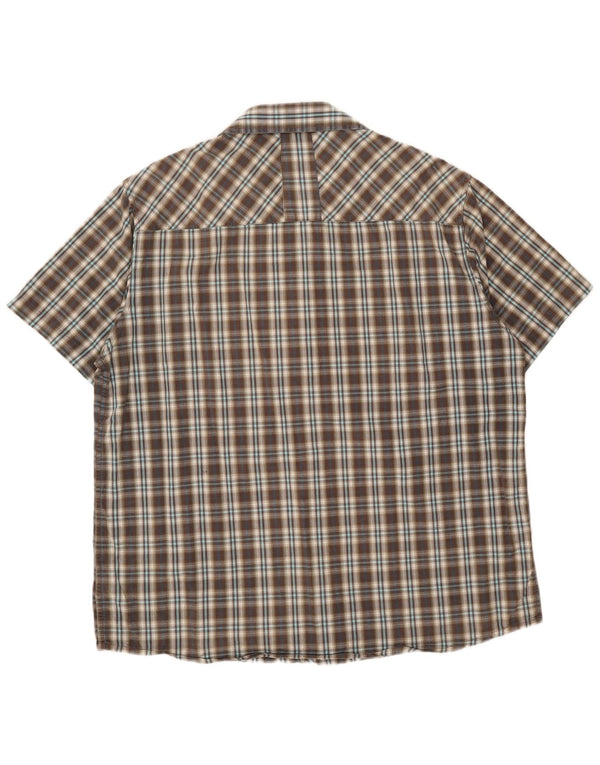 Camicia a maniche corte da uomo Rip Curl 2XL in cotone a quadri marrone
