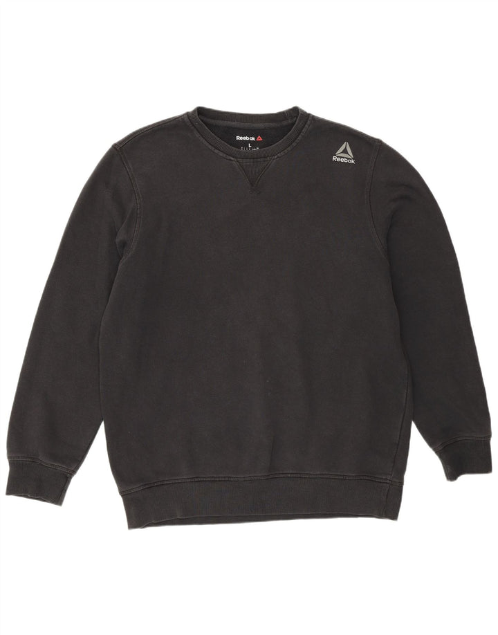 Felpa Reebok da uomo, maglione grande, cotone nero