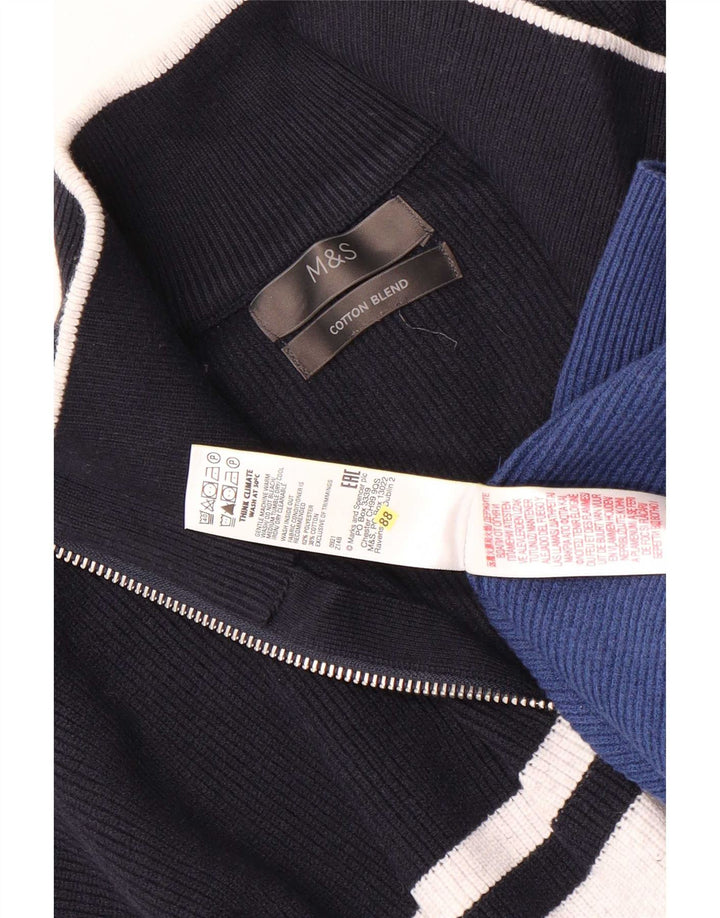 Maglione da uomo Marks & Spencer con zip e collo 2XL poliestere a righe blu