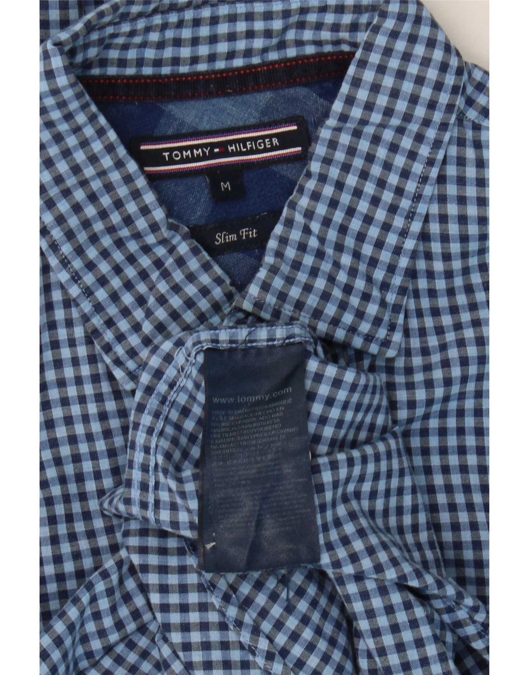 Camicia slim fit da uomo Tommy Hilfiger in cotone a quadretti blu medio