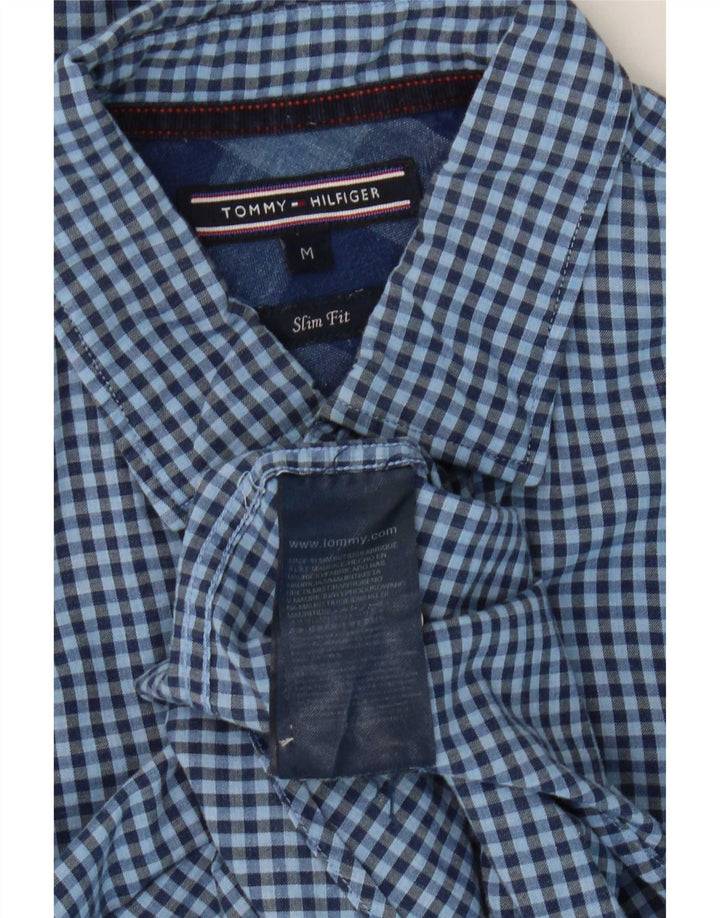 Camicia slim fit da uomo Tommy Hilfiger in cotone a quadretti blu medio