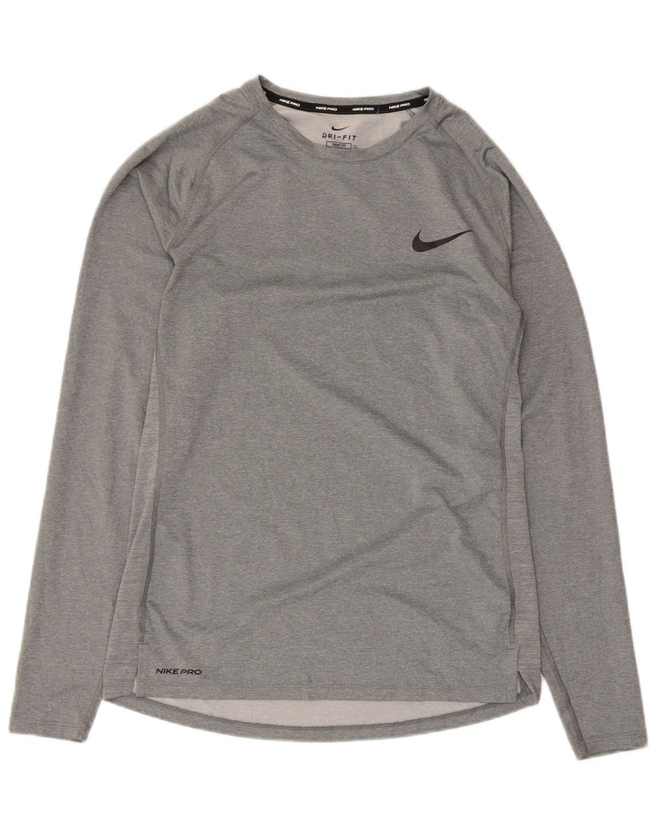 Maglia Nike Dri Fit da uomo a maniche lunghe XL in poliestere grigio
