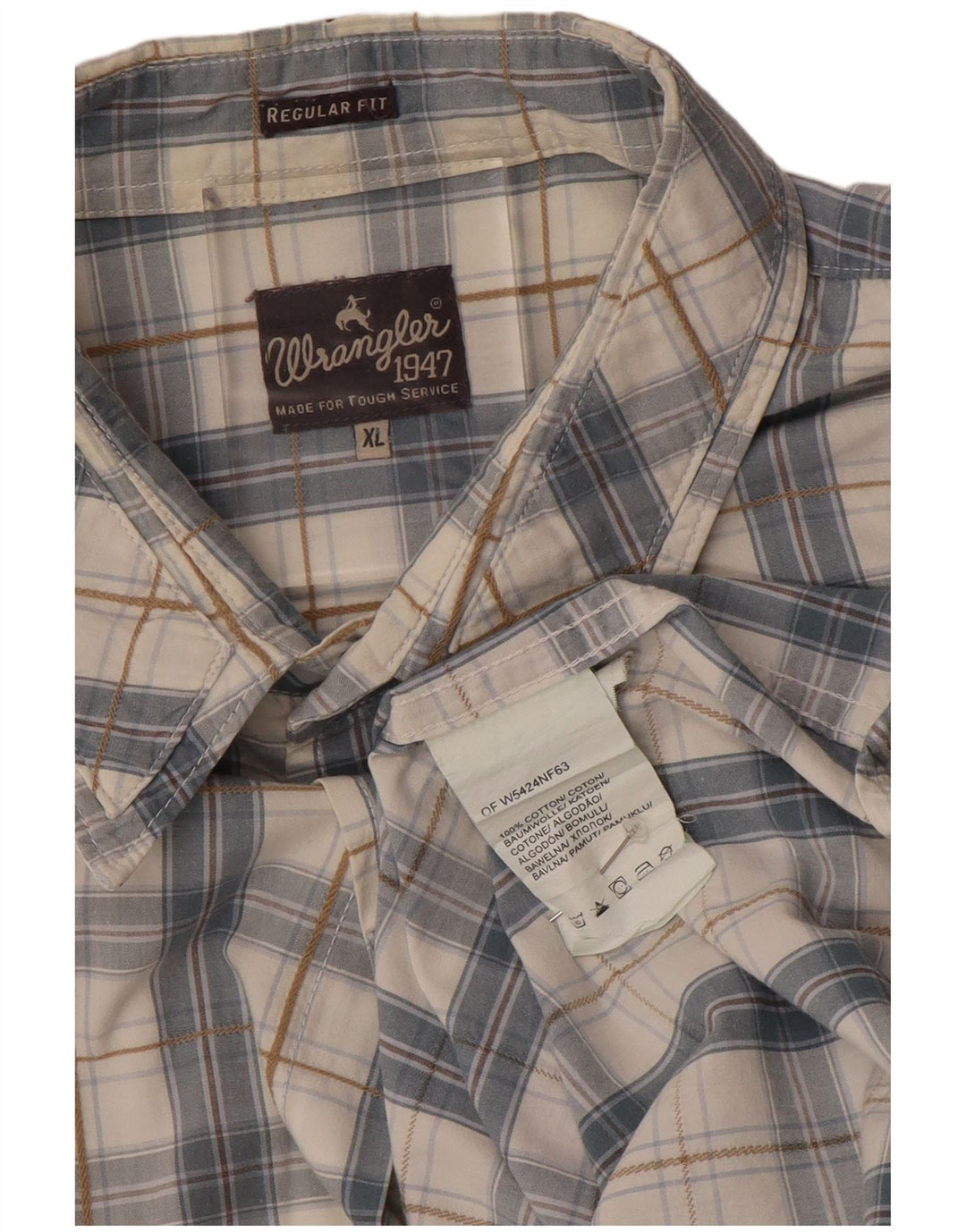 Camicia a maniche corte vestibilità regolare da uomo WRANGLER XL in cotone grigio a quadri