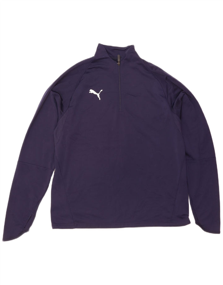 Maglia da tuta da uomo Puma con zip e collo XL in poliestere blu navy