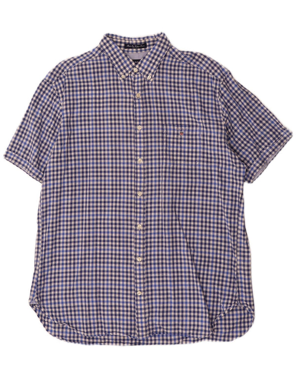 Gant Camicia da uomo a maniche corte vestibilità regolare XL in cotone a quadretti blu