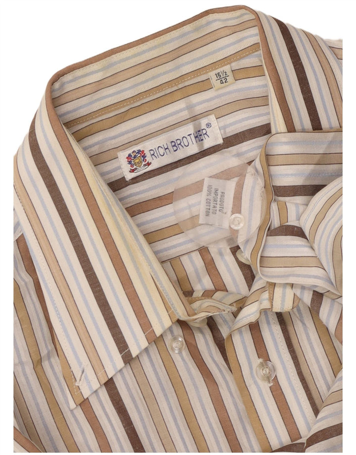 Camicia da uomo vintage taglia 16 1/2 42 grande cotone a righe multicolori