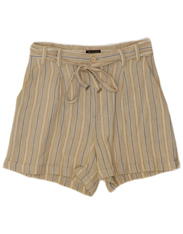 Pantaloncini casual a vita alta da donna Massimo Dutti EU 36 XS W26 Beige a righe