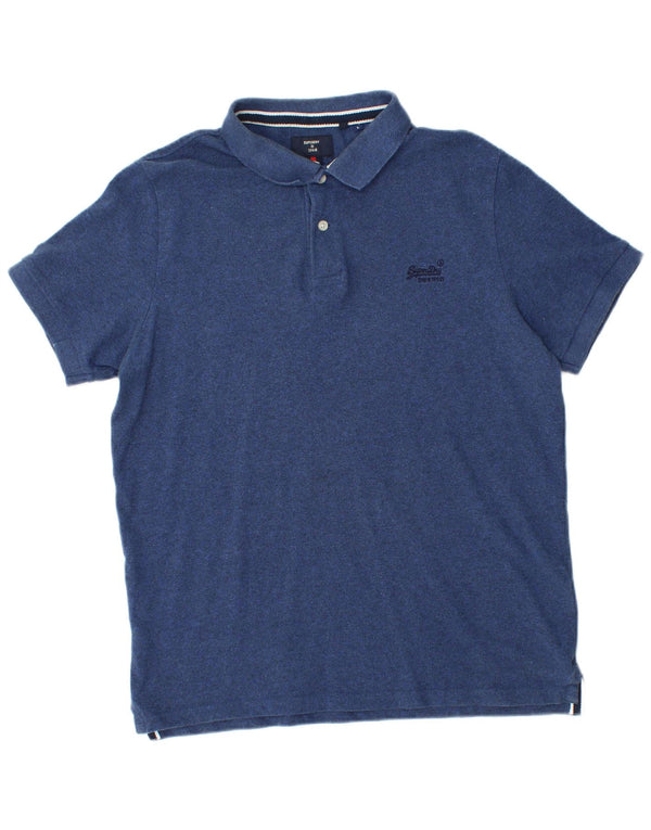 Polo da uomo Superdry Large in cotone blu navy