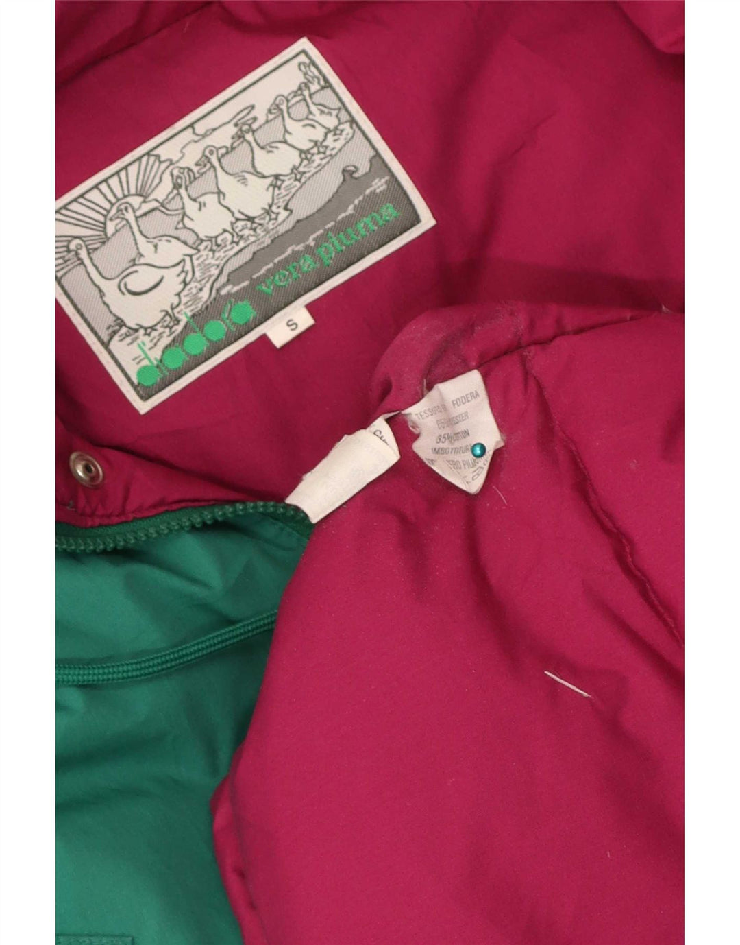 Giacca imbottita con cappuccio da uomo Diadora UK 36 Small Verde Colourblock Poliestere