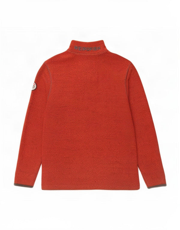 Felpa con zip grafica da uomo Weird Fish, maglione grande, cotone arancione