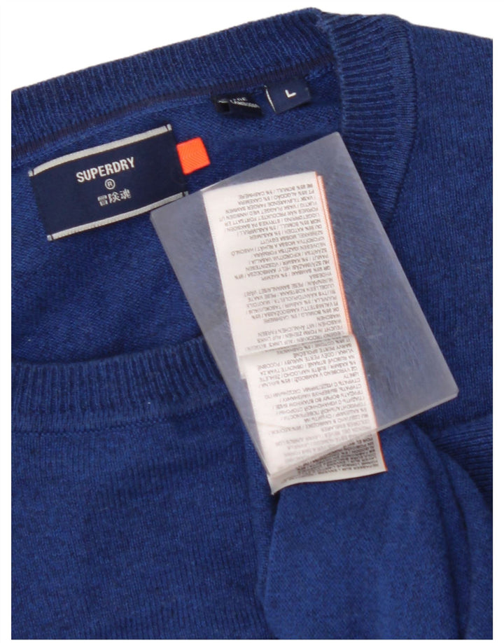 Maglione maglione girocollo da uomo SUPERDRY grande cotone blu