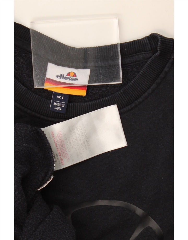 ELLESSE Felpa grafica da uomo Maglione grande cotone blu navy