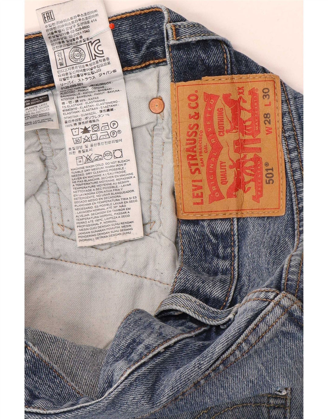 Levi's Uomo 501 Jeans dritti W28 L30 Cotone Blu