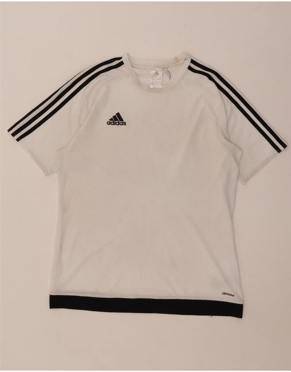 T-shirt Adidas Climalite da uomo Top in poliestere color block bianco medio