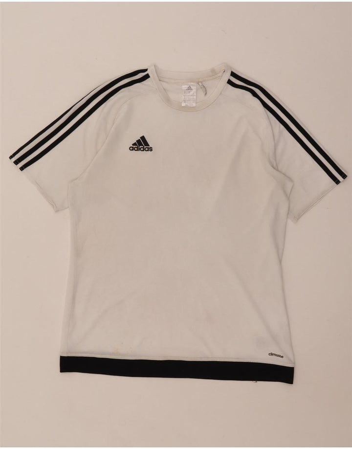 T-shirt Adidas Climalite da uomo Top in poliestere color block bianco medio