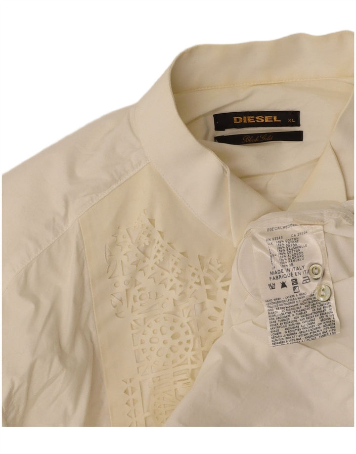 Camicia da smoking da uomo DIESEL XL in cotone geometrico bianco