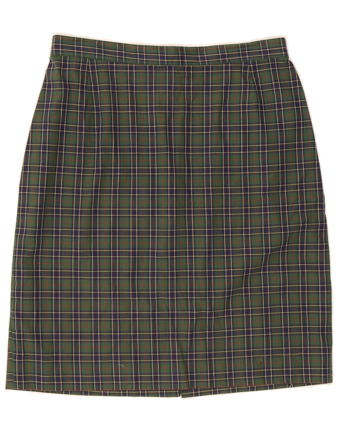 ALL OVER Womens Pencil Skirt IT 44 Medium W28 Green Check Cotton Vintage All Over and Second-Hand All Over from Messina Hembry 