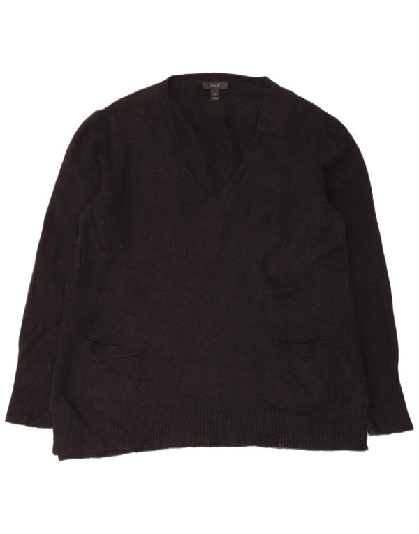 Maglione maglione con scollo a V da donna J. Crew UK 16 grande nylon nero