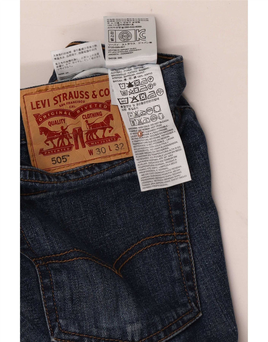 Levi's Uomo 505 Jeans dritti W30 L32 Cotone Blu