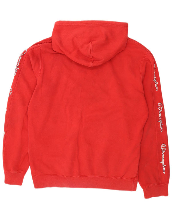 Maglione con cappuccio grafico da uomo Champion in cotone rosso medio