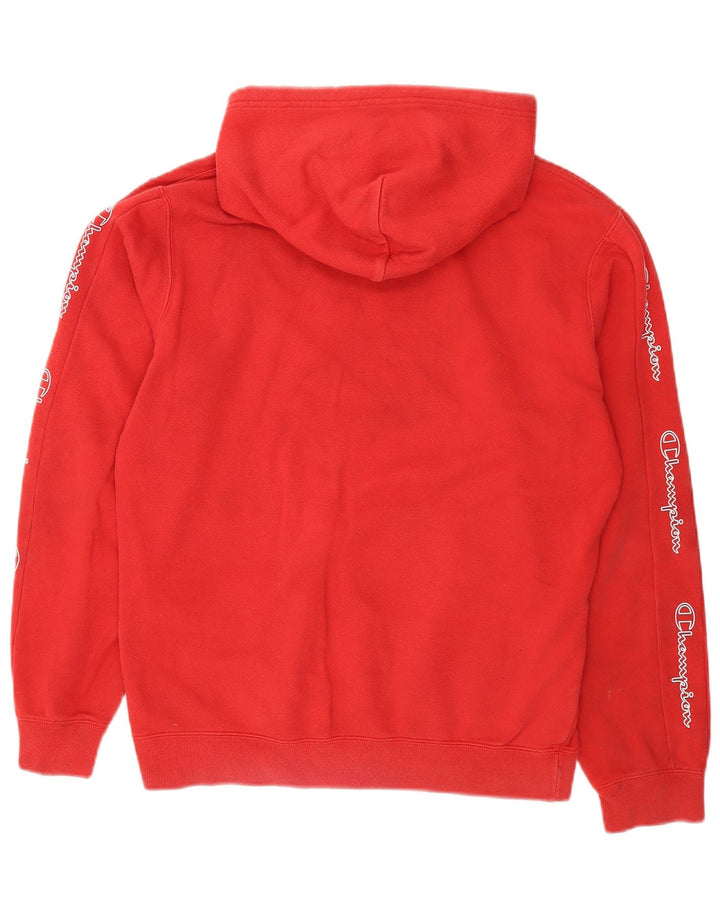 Maglione con cappuccio grafico da uomo Champion in cotone rosso medio
