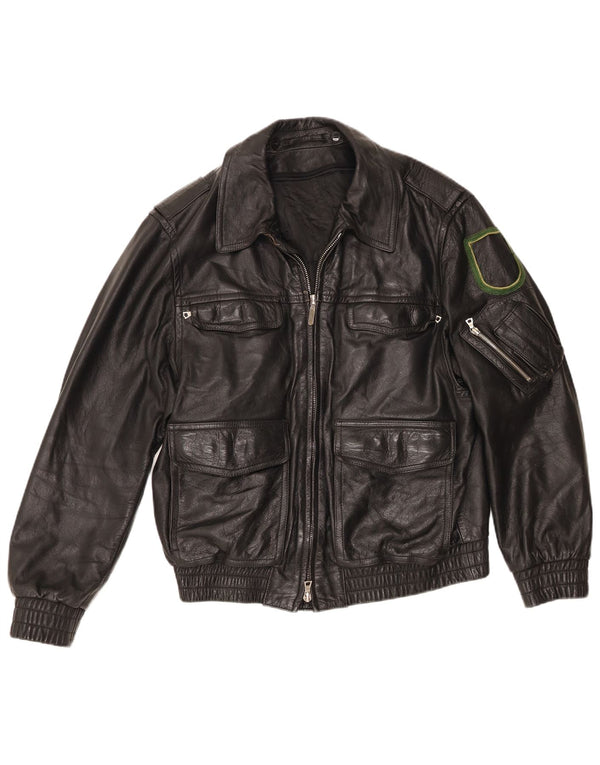 Giacca in pelle da uomo vintage EU 48 in pelle nera media