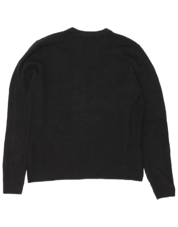 Marks & Spencer Womens Crew Neck Jumper Sweater UK 14 Large Black Viscose
