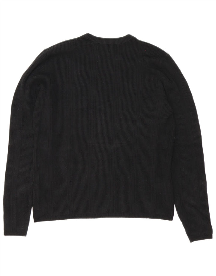 Maglione maglione girocollo da donna Marks & Spencer UK 14 grande viscosa nera