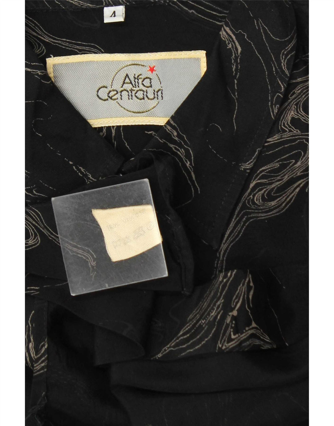 Camicia vintage da uomo con motivo astratto XL in viscosa nera