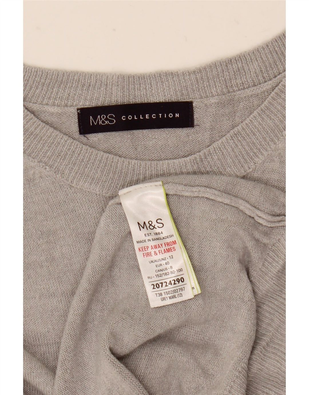 Maglione maglione con scollo a barca da donna Marks & Spencer UK 12 Acrilico grigio medio